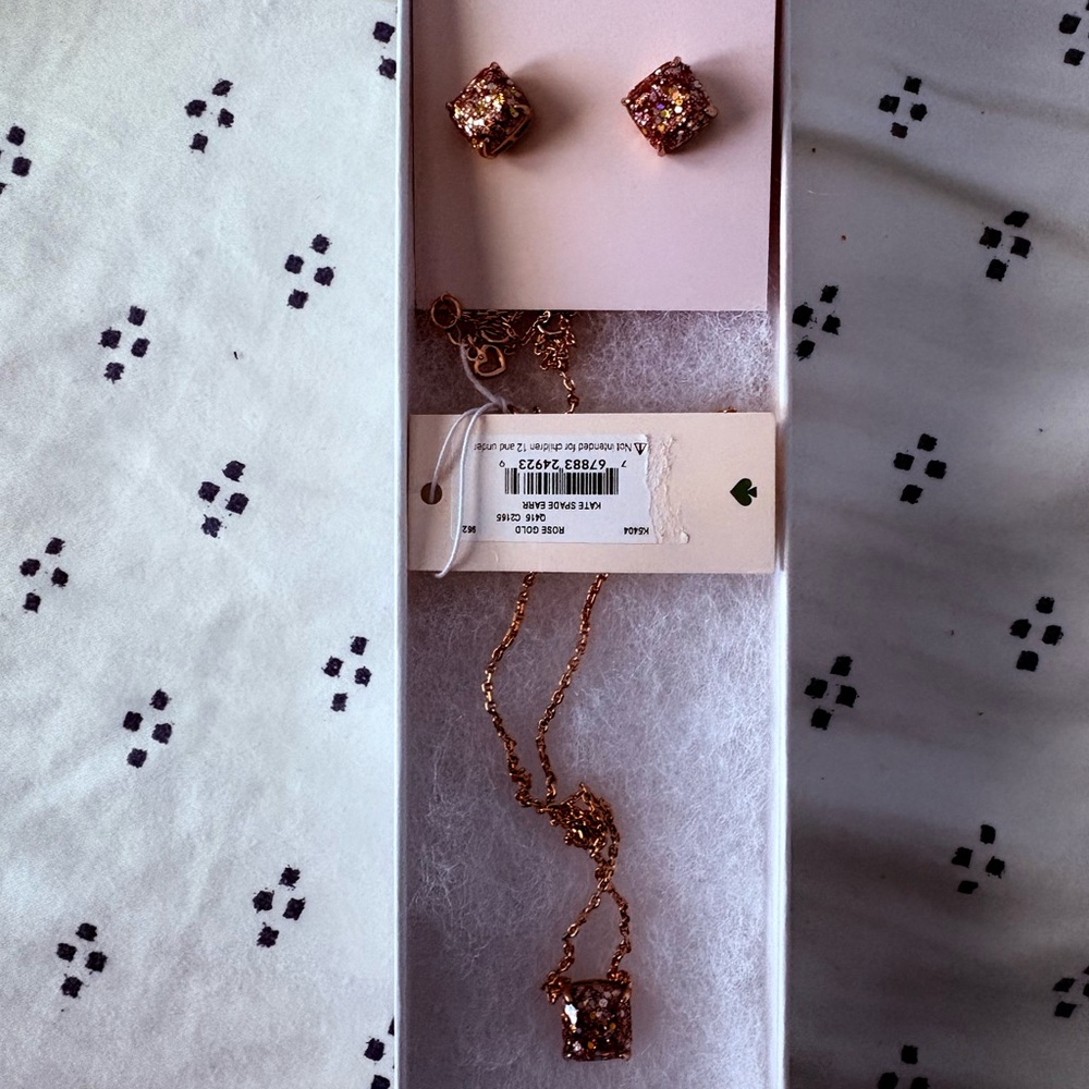 Kate Spade Rose Gold Earrings and Necklace Set